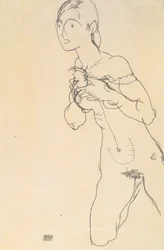 Jeune fille nue agenouillée